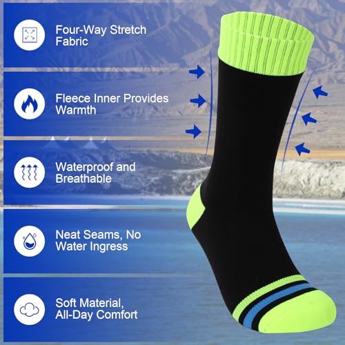 BBXWANG Unisex Wasserdichte Socken (DE/NL/SE/PL, Alphanumerisch, L, Regular, Regular, Grün Schwarz)