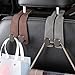 Car Hooks, Twinhook Leather Car Headrest Hangers, Universal Double Hook for Car Seat Back, Metal & Leather Bag Holder for Purses, Handbags, Bottles etc (Gray,2pcs)