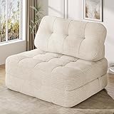 YITAHOME Folding Sofa Bed, Convertible Lazy Sleeper Chair with Pillow Foldable Mattress with Back Support, Portable Fold Out Chair Bed,Comfy Floor Sofa Lounge for Living Room, Bedroom, Beige