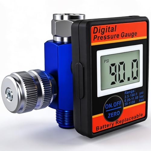 LE LEMATEC Digital Air Pressure Regulator with LED Display Gauge, ¼ NPT Valve for Air Compressor, Tire Inflation, HVLP Spray Paint Gun, & Professional Air Tools, Compact & Heavy-Duty. DAR01B