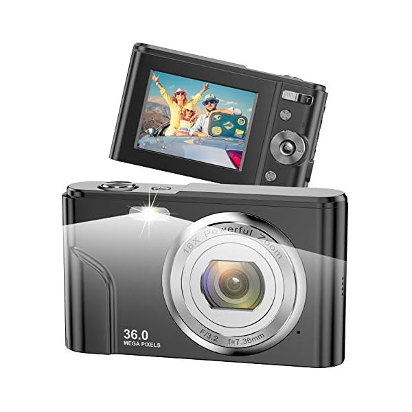 Digitalkamera 1080P HD Mini Videokamera 36MP 2,4 Zoll LCD Wiederaufladbar Studenten Kompaktkamera Pocket Kamera mit 16X…