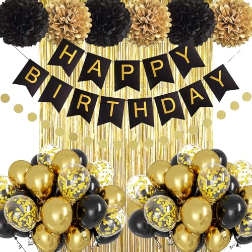Geburtstag Dekoration Set, Mann Frauen Geburtstagsdeko, Schwarz Gold...