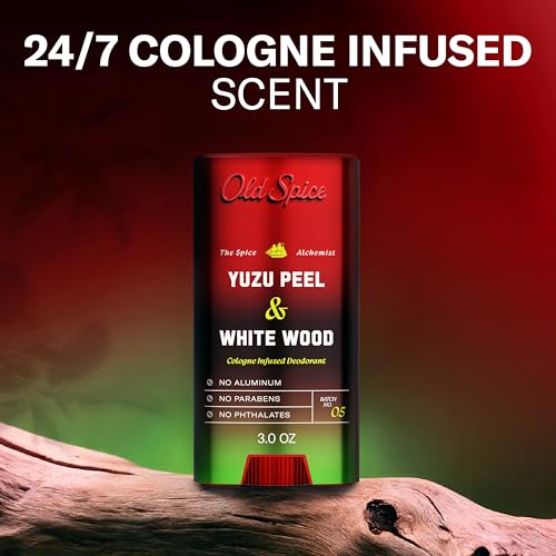 Image of Old Spice Aluminum Free Deodorant for Men, The Spice Alchemist Collection, 24 /7 Cologne Infused Scent, No Trade Off Formula, Free of Parabens & Phthalates, Yuzu Peel + White Wood Scent, 3.0 oz