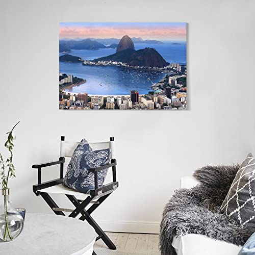 Canvas Wall Art Rio De Janeiro, Brazil In The Evening Sun Wall Decorations For Bedroom Living Room Stretched And Framed Canvas Paintings Kitchen Bathroom Wall Decor Ready To Hang - 8X12Inch(20X30Cm) #TOP4