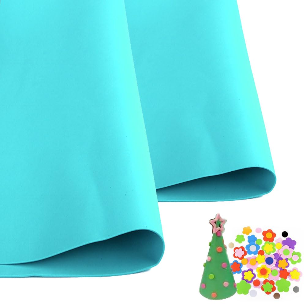 SKYPRO 2 Pcs Cyan Eva Foam Sheets Cosplay EVA Foam 1mm Thick 50x50cm EVA Foam Papers for Arts Crafts DIY Project