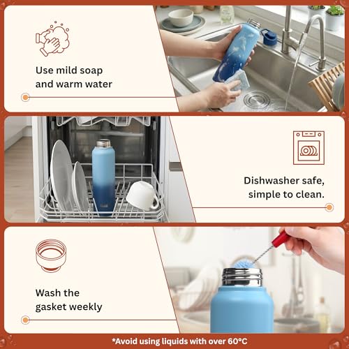 Image of Clazkit Dual Colored Stainless Steel Water Bottle |ISI Certified Leakproof,Durable for School Kids, Fridge, Sports, Gym, Yoga & Office - Easy to Clean & Reusable-1000ml -Set of 6 - Blue