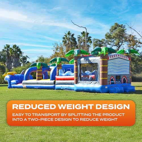 JumpOrange Bounce House Obstacle Course for Kids and Adults (with Blower), Commercial Grade, Basketball Hoop, Pop Up Obstacles, Large Inflatable, Shark Theme - Image 6