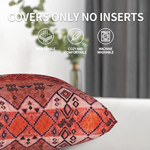 Set Of 2 Throw Pillow Cover Boho Farmhouse Oriental Traditional Moroccan Style Throw Pillow Case Soft Velvet Decorative Home Decor Living Room Cushion Case For Bed Couch Car 18X18 Inch #TOP1