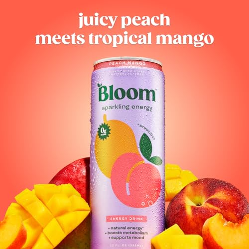 Image of Bloom Nutrition Sparkling Energy Drink - Natural Caffeine, Zero Sugar, 180mg Caffeine - Antioxidant-Rich w /Green Coffee Bean, Green Tea Extract, Prebiotics - 12oz 12 pk