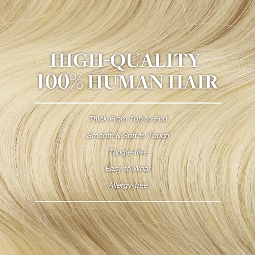 Image of GOO GOO Clip in Hair Extensions Real Human Hair, Remy Human Hair Extensions Clip ins for Women, Natural Human Hair, 14inch 120g 7Pcs, 613R Bleach Blonde