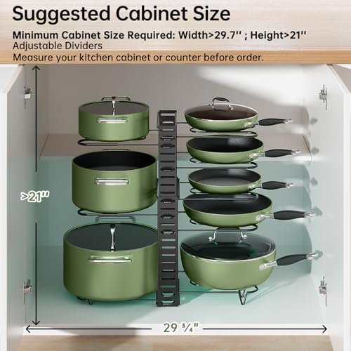 Image of MUDEELA 8-Tier Adjustable Pots and Pans Organizer Rack under Cabinet, Blcak