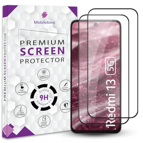 Image of Premium Tempered Glass Screen Protector Guard For Redmi 13 (6.79 Inch, Pack of 2) | Edge to Edge Coverage With Easy to installation kit