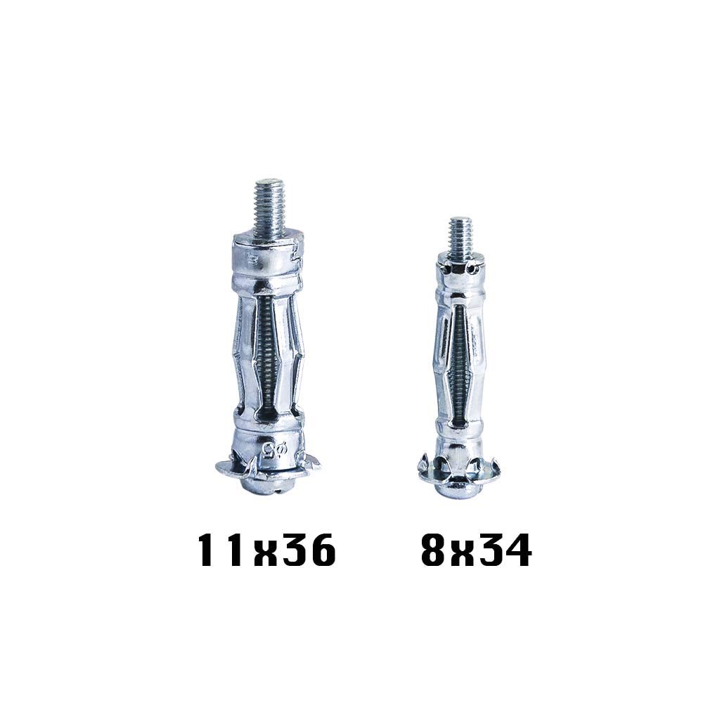 T.K.Excellent Lot de 100 Cheville métallique à expansion avec vis tête cylindrique