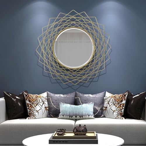 Miroir d'appoint en métal géométrique moderne pour salon et chambre - 4