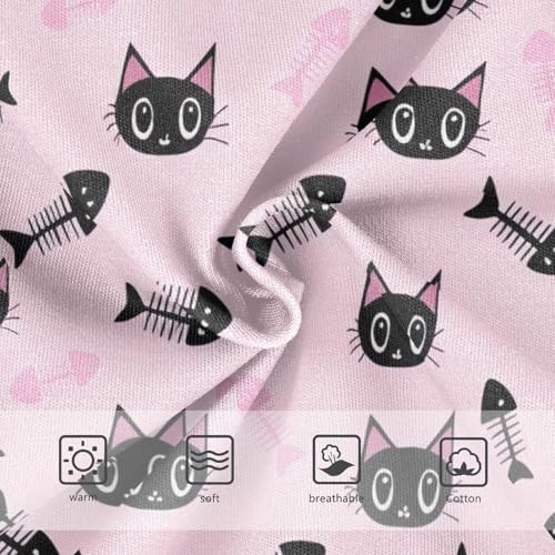 Cute Black Cats Fish Skeletons Pink Girl Panties Cute Toddler Girls Underwear Cotton Designer Briefs Girls Undies 2t3