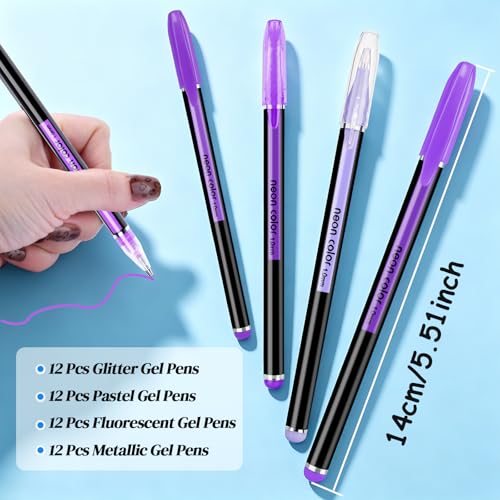 Set de 48 bolígrafos gel brillo multicolor con punta fina miniatura 2