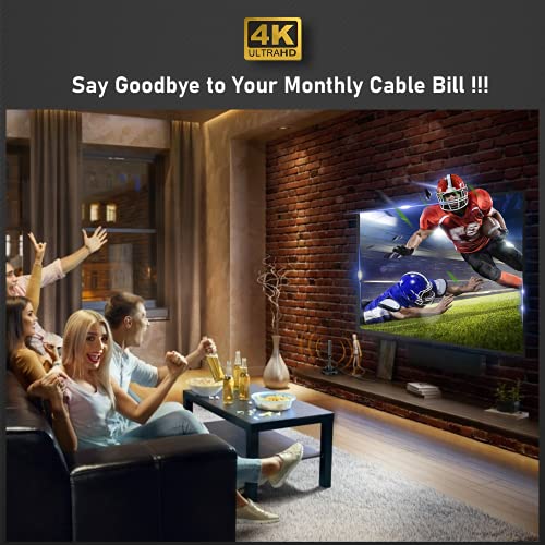 Portable Amplified Hd Digital Tv Antenna - Magnetic Base Long Range 135 Miles 360° Reception Support 4K 1080P For Television With Built-In Amplifier Signal Booster 16.4Ft Coax Hdtv Antenna Cable #TOP5