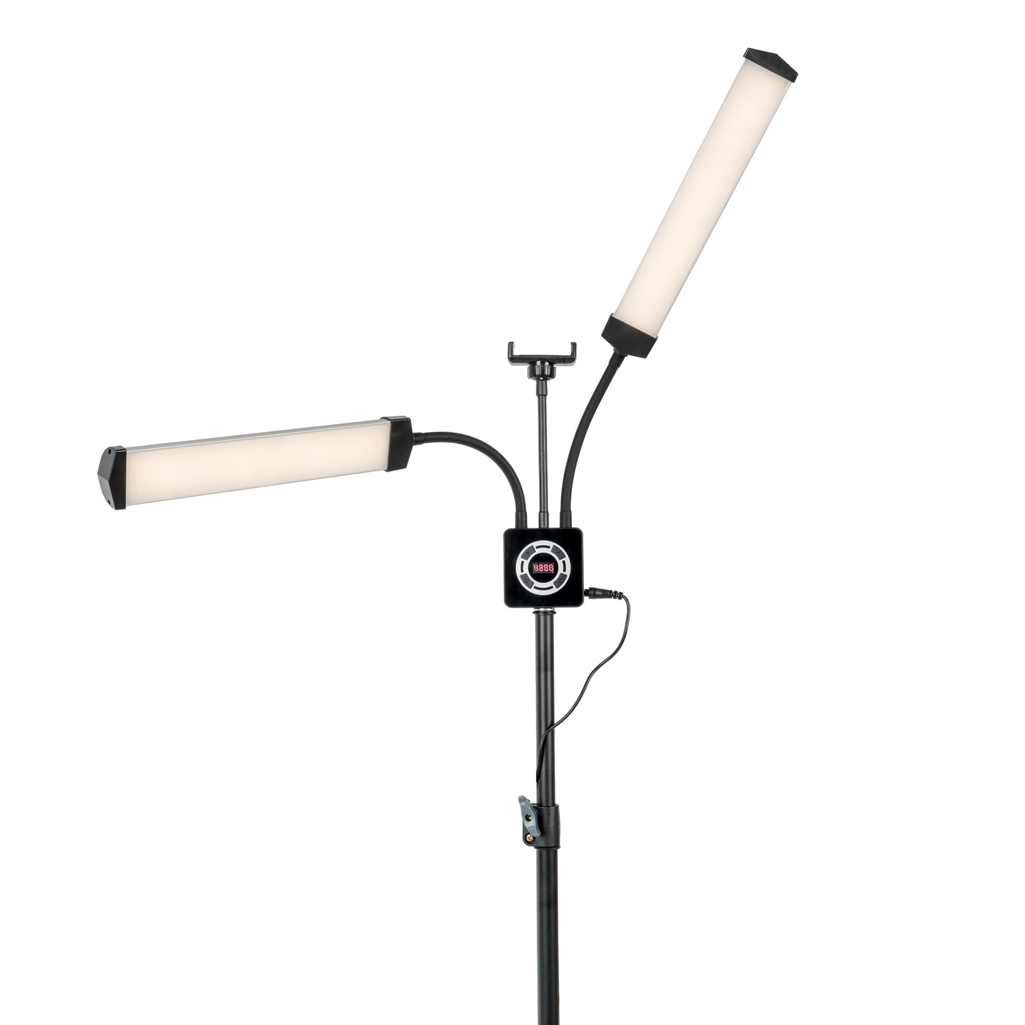 Lámpara LED de belleza de doble brazo para extensión de pestañas, maquillaje, manicura, intensidad regulable, con soporte para teléfono móvil