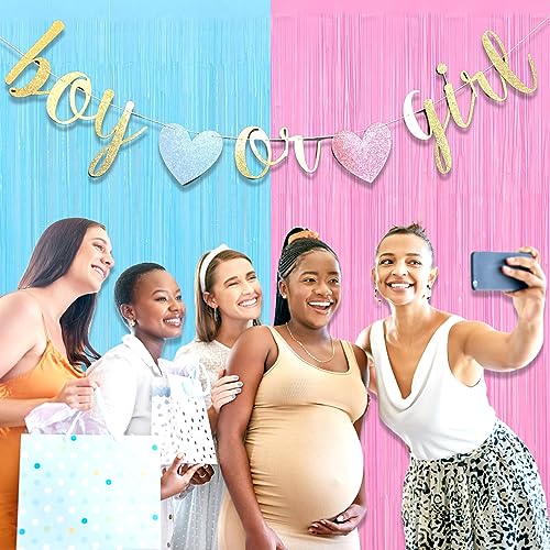 Image of 6 Pack Macaron Pink Blue Foil Fringe Curtain Backdrop, 3.28Ft x 8.2Ft Metallic Tinsel Foil Fringe Streamer Curtains for Photo Booth, Christmas Day, Thanksgiving, Wedding, New Year Party Decorations