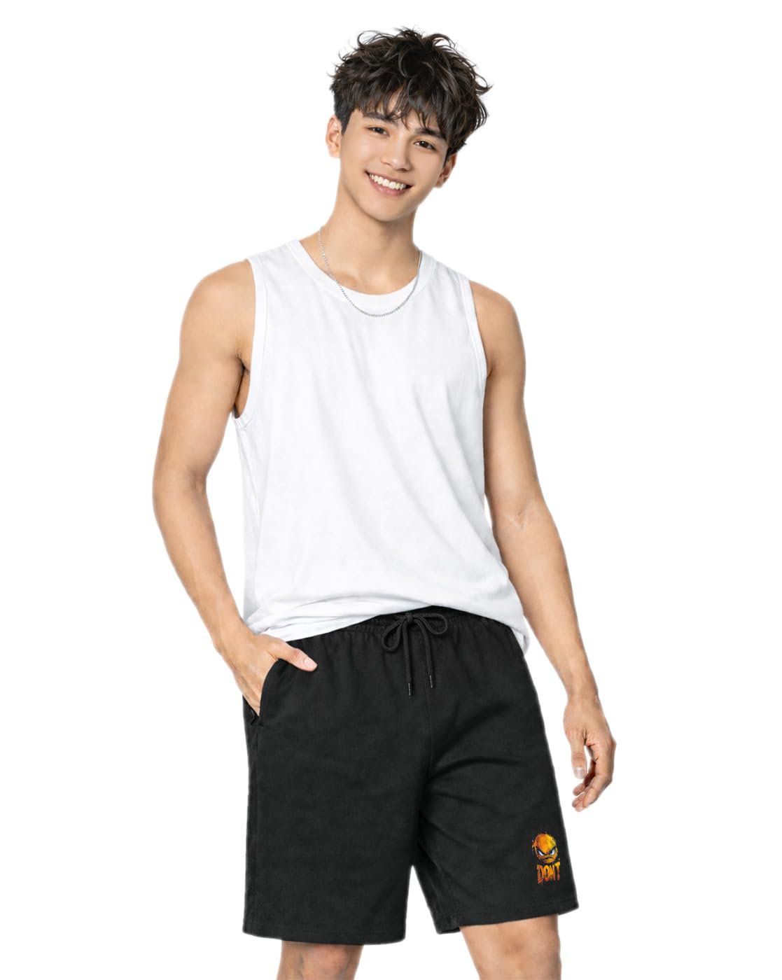 Mens Cotton Emoji Dont Printed Regular Knee Length Shorts-image-26