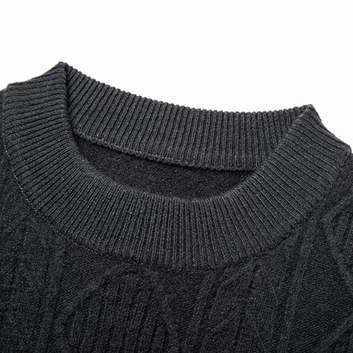 Mens Mock Turtleneck Sweater Autumn and Winter Warm Long Sleeves 100% Wool Classic Basic Twisted Sweater Pullover4