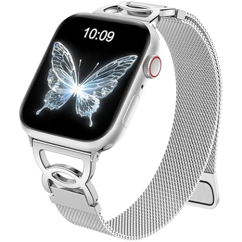 Adorve Compatible with Apple Watch Bands for Women 40mm 38mm 41mm 42mm 44mm 45mm 46mm 49mm, Stainless Steel Milanese Mesh Loop Magnetic Clasp Replacement Strap for iWatch SE Series 10 9 8 7 6 5 4 3 Cover