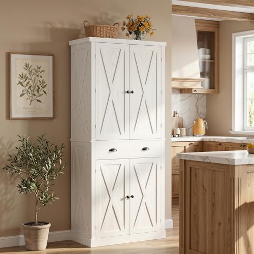 IRONCK 72.6" Tall Farmhouse Kitchen Pantry with Drawer and Adjustable