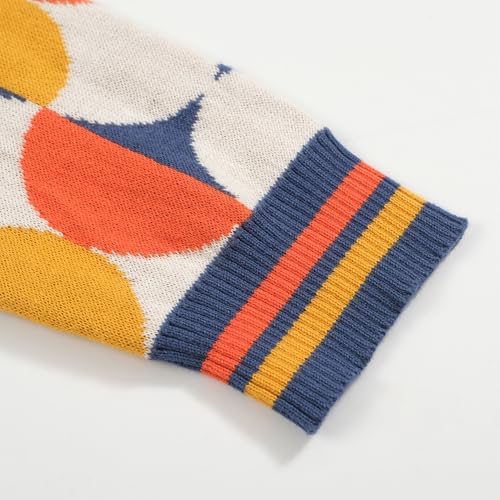 OXKNIT Men's Retro Knit Polo Shirts Button Down Long Sleeve Casual Jacquard Blue Cardigan Sweater4