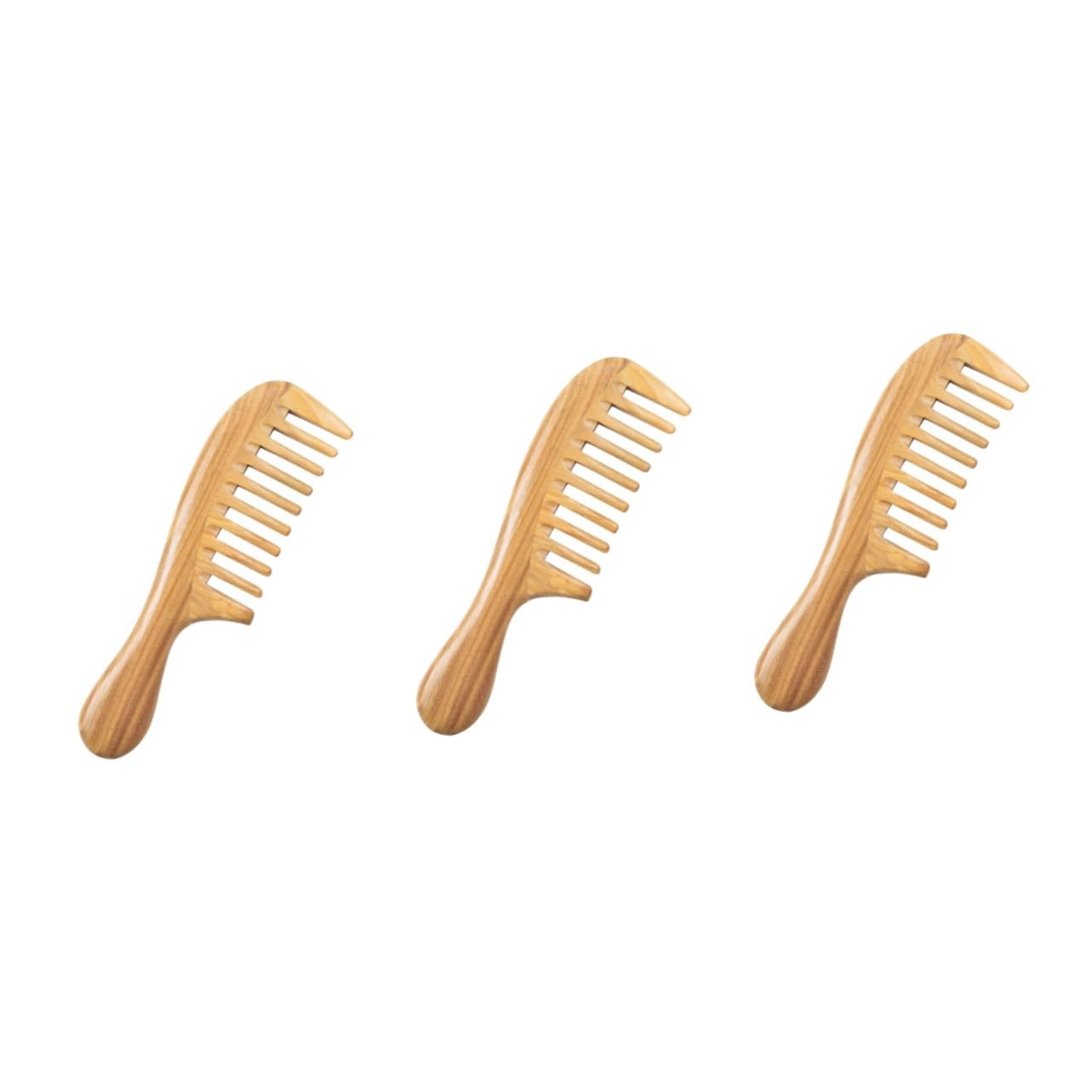 FRCOLOR Lot De 3 Peignes De Coiffure En Bois De Santal Naturel Brosses À Cheveux En Bois - Fonction Statique Pour Les Longueurs De Cheveux
