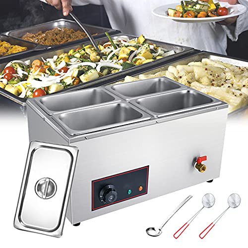 FGHFD Chafing Dish Speisenwärmer mit 4 4.5L Tabletts Edelstahl Buffetwärmer Catering mit Ablasshahn Ausgestattet…