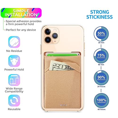 Image of RFID Blocking Phone Card Wallet - Double Secure Pocket - Ultra-Slim Self Adhesive Credit Card Holder Card Sleeves Phone Wallet Sticker All Smartphones(Gold)-2PC