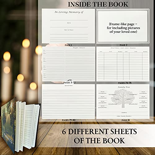 Funeral Guest Book | Memorial Guest Book | Guest Book For Funeral Hardcover | Guestbook For Sign In, Celebration Of Life Memorial Service | Funeral Guest Sign Book With Memory Table Card Sign Included (Tree & Lake) #TOP1