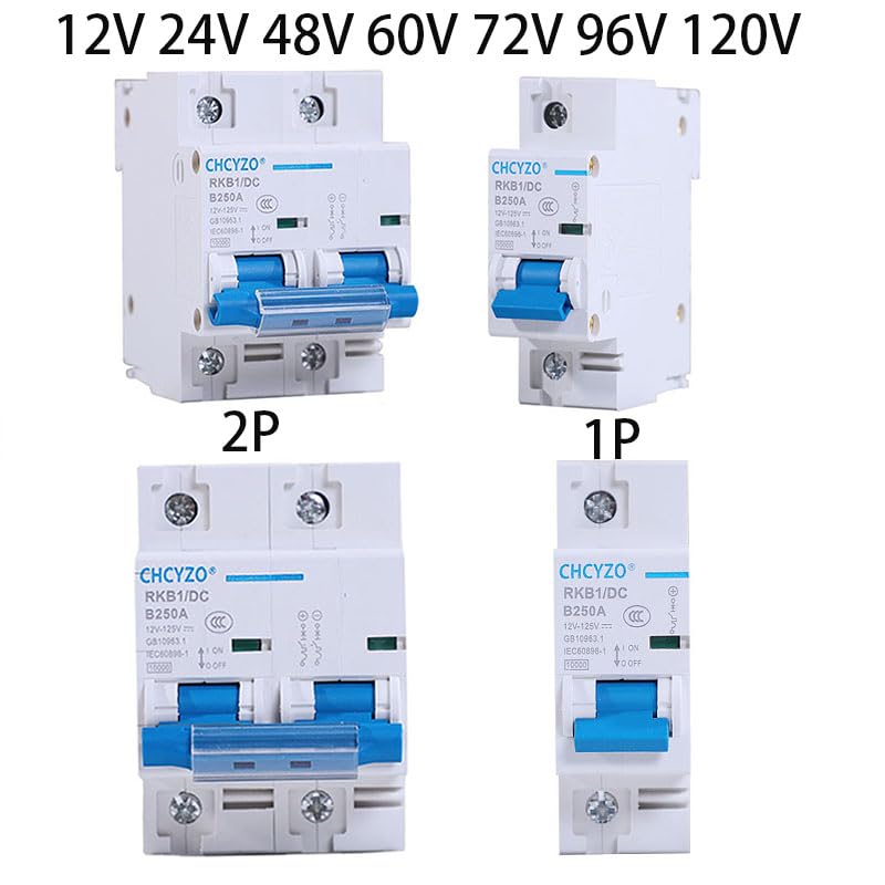 Interruttore Magnetotermico Interruttore Automatico DC MCB 1P/2P 12V 24V 36V 48V 60V 72V 96V 120V Mini Isolato100A 125A 150A 200A 250A Interruttore Differenziale(2P,200A)
