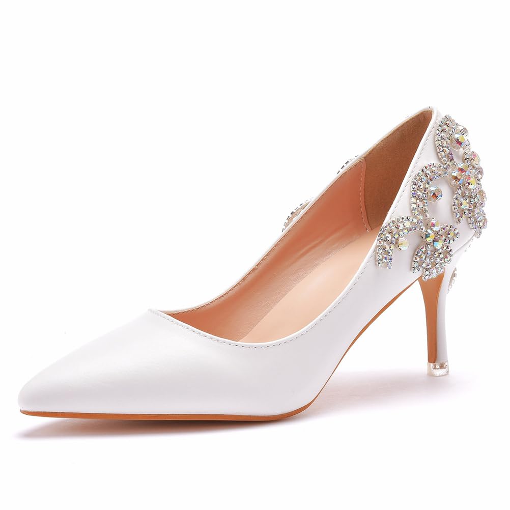 Per Donna Décolleté Strass Sexy 7CM Punta Chiusa a Punta Tacco a Spillo Serata Feste Matrimonio Scarpe da Sera comode