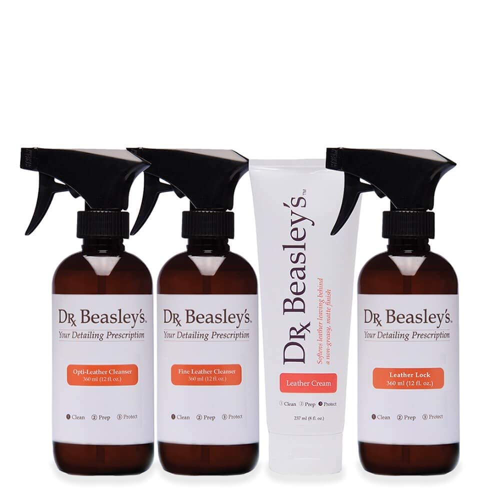 Dr. Beasley's Fine Leather Prescription Ultimate Care Kit - Advanced Maintenance for Vehicle Leather. Includes Cleaner, Conditioner, and Protector for