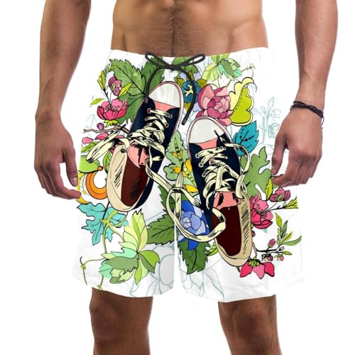 Swim shorts homme séchage rapide avec imprimé floral coloré