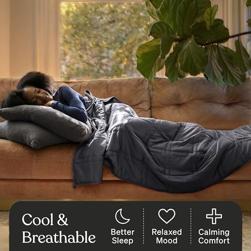 Image of Baloo Weighted Blanket for Adults 15 lb Full /Queen (Midnight, 60 inchx80 inch) | Cool & 100% Cotton | Machine Washable & Dryer Safe | Glass Microbead Fill