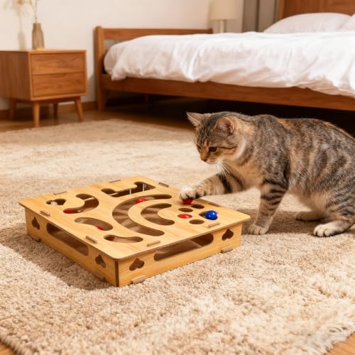 Boîte d'activité interactive en bois Generisch, le jeu chic pour chat - 7