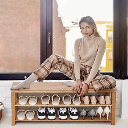 Shoe Rack Bench, Geometric Bookcase With Anti-Tipping Device #TOP5