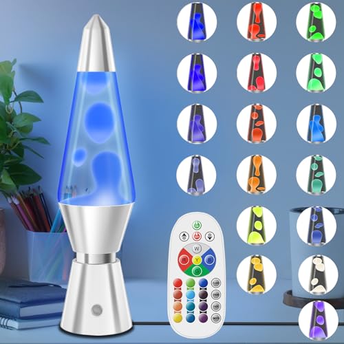 17 Colors Changing Lava Lamp 37cm Liquid Motion Lamps with Remote LED Table Lamp Relaxing Night Light Nightlight for Kids Teens and Adults Magma Lamp for Living Room Office Bedroom Kitchen