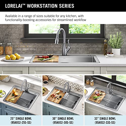 DELTA-FAUCET-95A932-33S-SS-Lorelai-Workstation-Kitchen-Sink-Drop-in-Top-Mount-Stainless-Steel-Single-Bowl-with-WorkFlow-Ledge-and-Chefs-Kit-of-5-Accessories DELTA FAUCET 95A932 33S SS Lorelai Workstation Kitchen Sink Drop in Top Mount Stainless Steel Single Bowl with WorkFlow Ledge and Chefs Kit of 5 Accessories