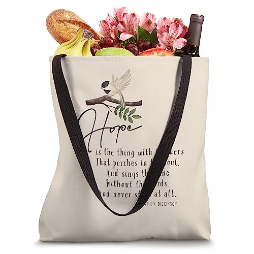 Emily Dickinson Hope is The Thing With Feathers Bird Poetry Tote Bag miniatura 4