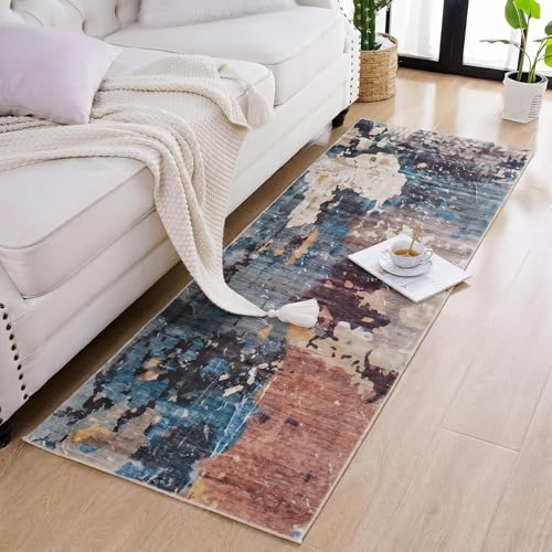Image of Medallion Vintage Look Carpet for Living Room Bedroom Dining Room | Washable Area Rug with Non Slip TPR Backing | Modern Floor Carpet for Home(Design05-22x55 Inches)