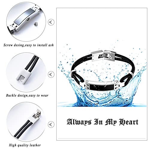 Hearbeingt Cremation Jewelry Urn Bracelet for Ashes Genuine Leather Cremation Bracelet Keepsake Urn Bangle for Ashes for Men for Women - Thumbnail 4