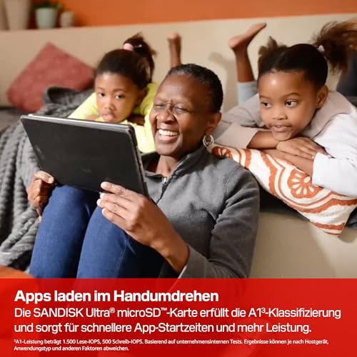 SANDISK Ultra microSDXC 1.5 TB, UHS-I + SD Adapter (bis zu 195MB/s Lesen, Full-HD-Video, V10, U1, C10… – Ansicht 6