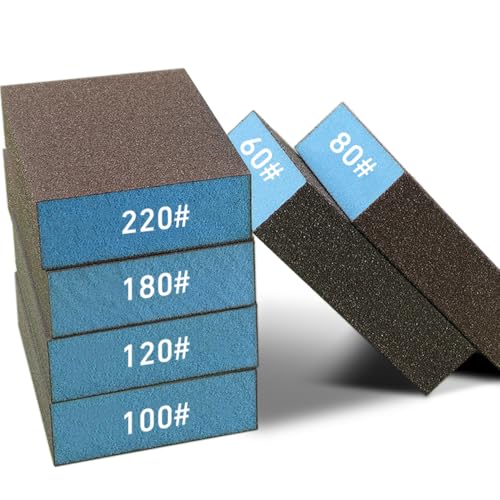 LESNIC 6 Pack Sanding Sponge, Wet & Dry Sanding Block 60#/80#/100#/120#/180#/220# Assortment Sanding Blocks from Coarse to Fine