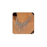 Kercisbeauty Silver Riveted Chainmail Choker Necklace with Moon Pendant for Women Statement Punk Jewelry (Style 6)