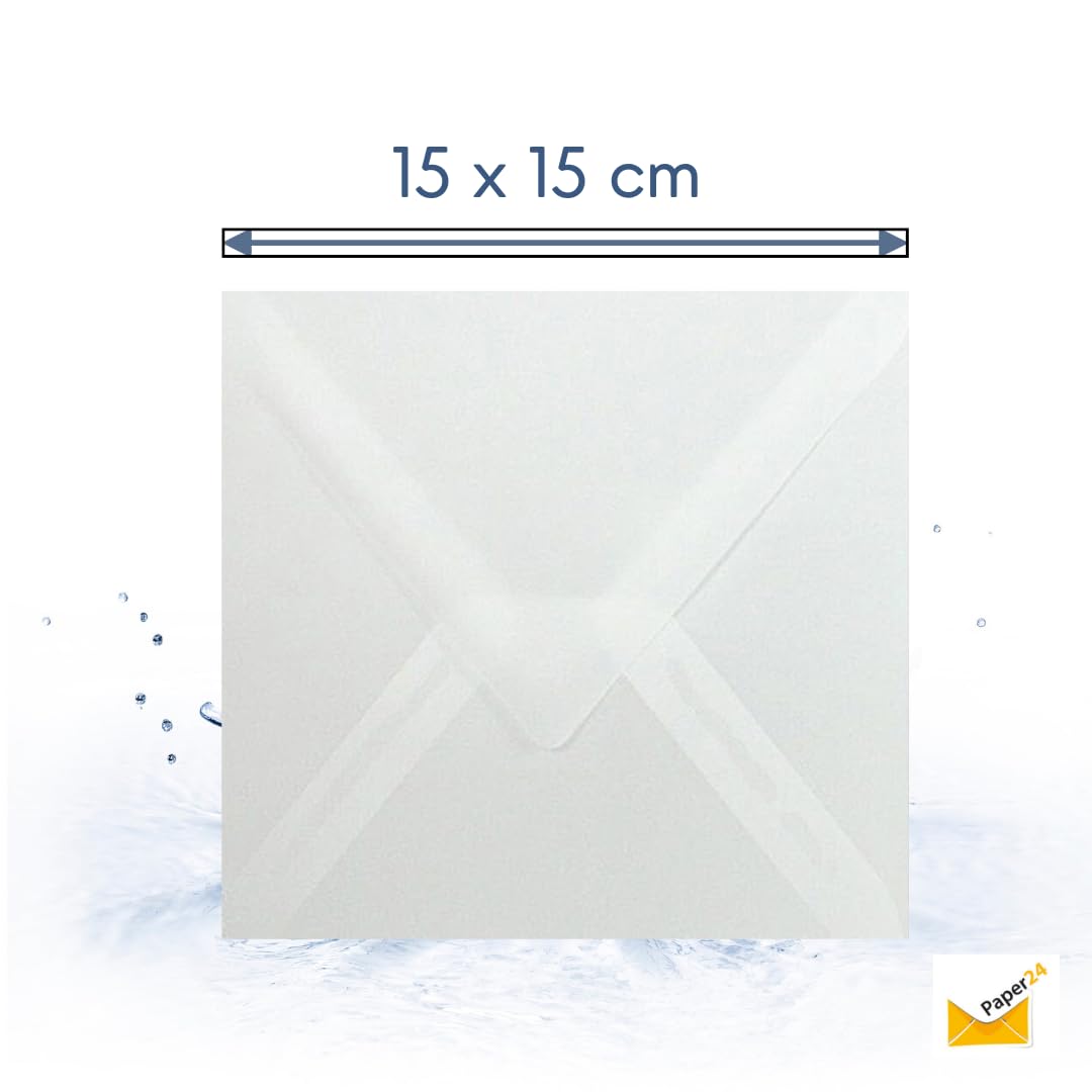 25 Vierkante Enveloppen 15x15 Cm – 120 G/m² – Zonder Venster – Nat Te Lijmen – Voor Kaarten En Uitnodigingen – Wit