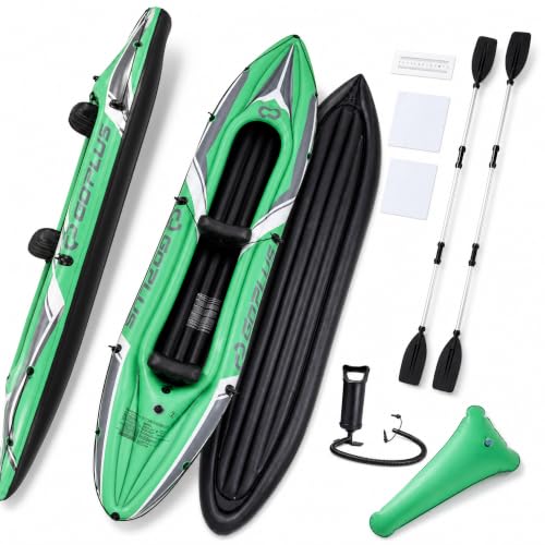 GOPLUS 350cm Kayak Gonflable 2 Places en PVC Renforcé et 3 Chambres à Air