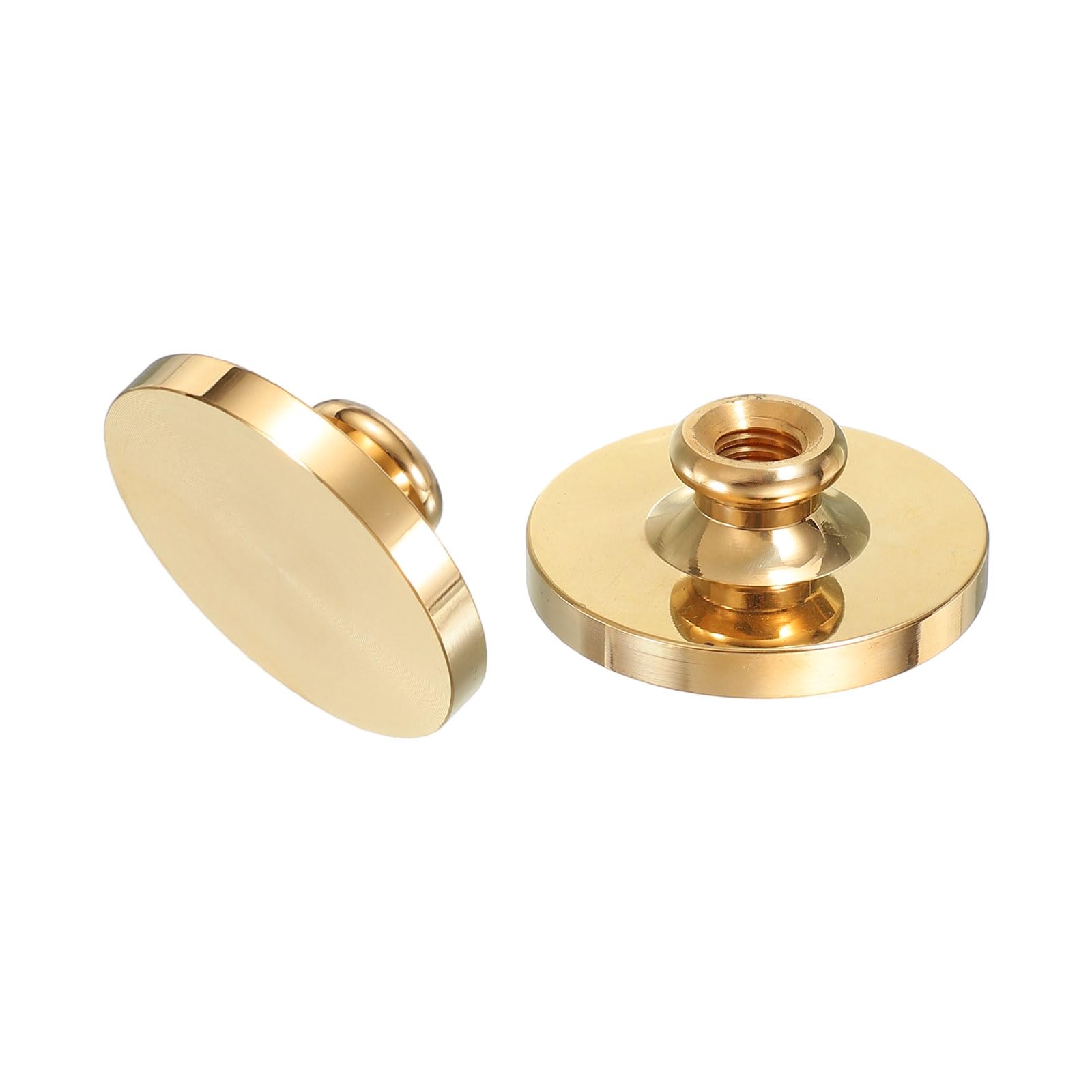 PATIKIL 1.5" Blank Wax Seal Stamp Head, 2Pcs Round Brass Sealing Wax Stamp Heads for DIY Card Making Envelope Sealing Wedding Invitation Crafting, Gold Tone